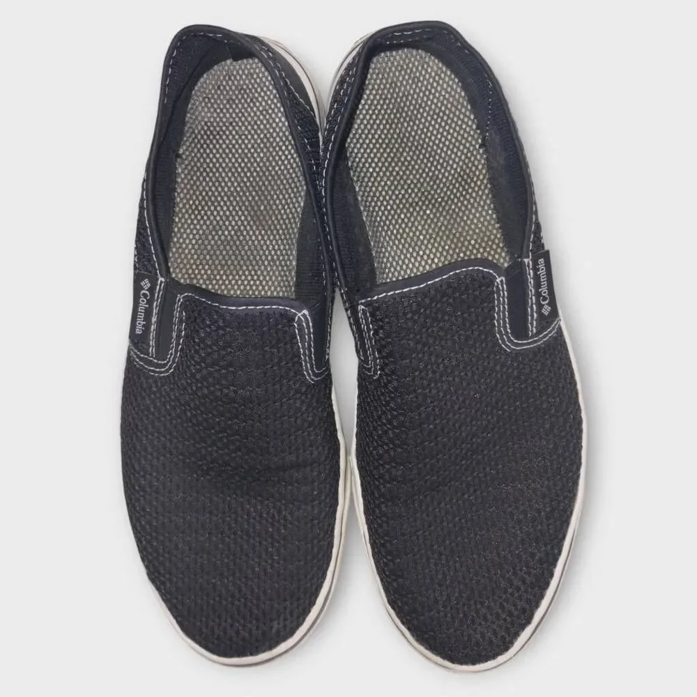 Columbia Mens Shoes Sz 9.5 Black Fabric Slip Ons Comfort Casual Preppy Fisherman